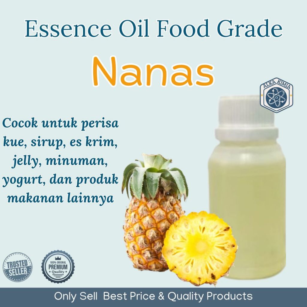 

Essence Oil Food Grade Flavour Nanas 100gr / Perisa Kue Sirup Yogurt Nanas 100% Food Grade