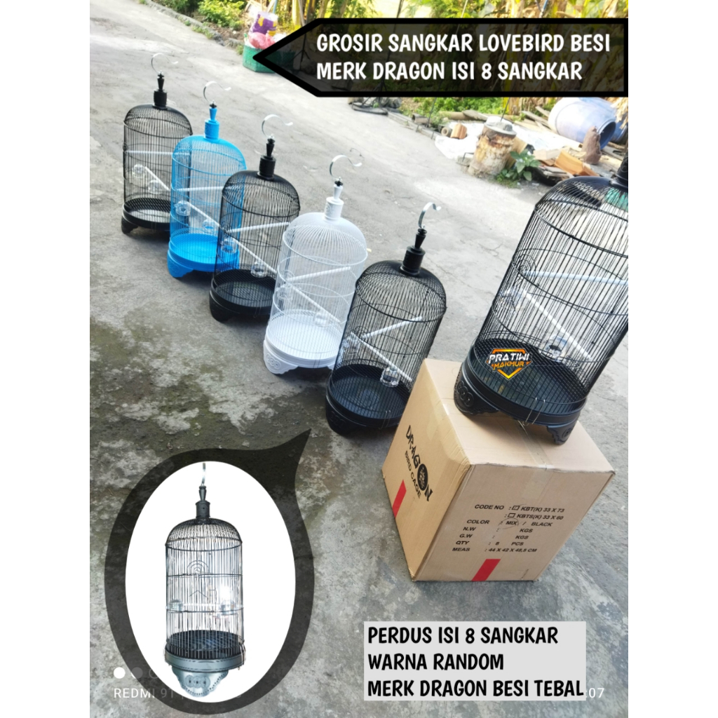 GROSIR SANGKAR BESI LOVEBIRD T3 MERK DRAGON 1 SET LENGKAP SIAP PAKAI ISI 8 SANGKAR LOVEBIRD DRAGON
