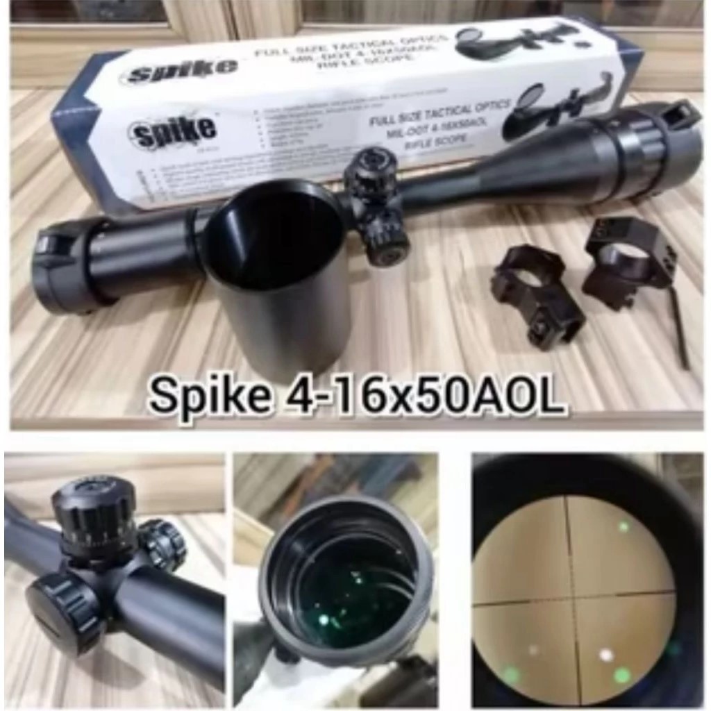 Teleskop Riflescope Teleskope Spike 4-16x50 AOL Super Jernih Tahan Getar