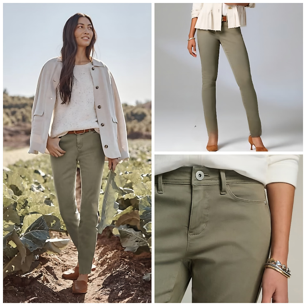 Celana J.Jill Authentic Fit Slim-Leg Jeans in Sage Green Pants