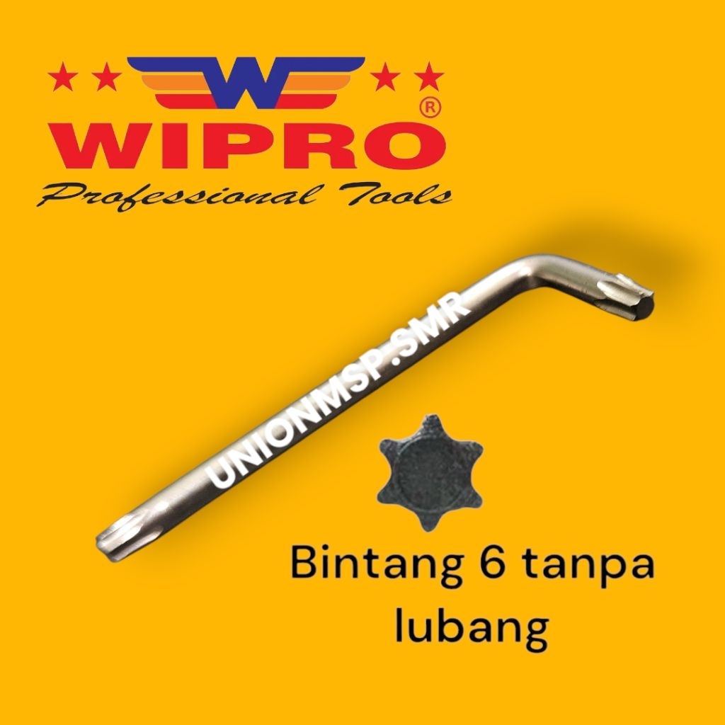 Kunci L Bintang 6 Tanpa Lubang WIPRO T20 T30 T35 T40 T50 | Kunci Bintang Baja Keras | Alat Servis To