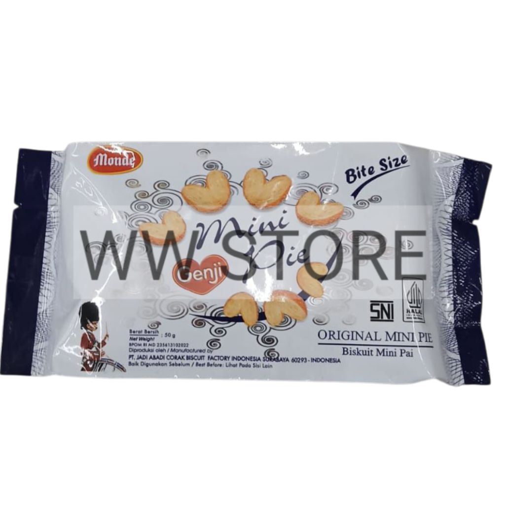 

Cemilan snek makanan ringan biskuit pai ukuran kecil halal MUI Monde Genji ORIGINAL Bite Size Mini Pie 50g