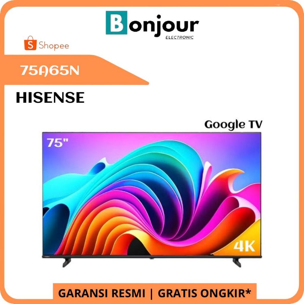 LED TV 4K Hisense 75 Inch 75A65N Google TV Hisense 75A65N Pengganti 75A6500K