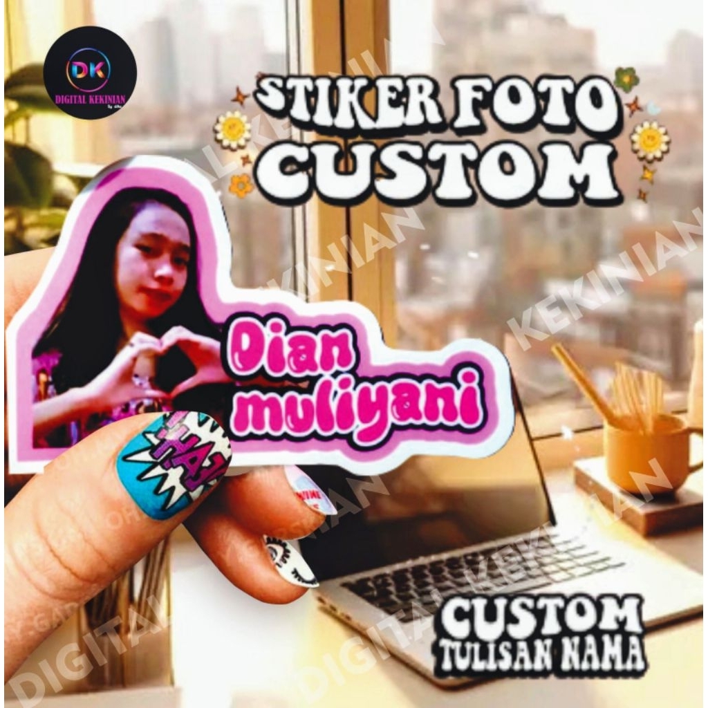 

(JAMINAN ANTI AIR) STIKER CUSTOM BEBAS FOTO DAN TULISAN/ Stiker foto /Stiker foto buat ayang