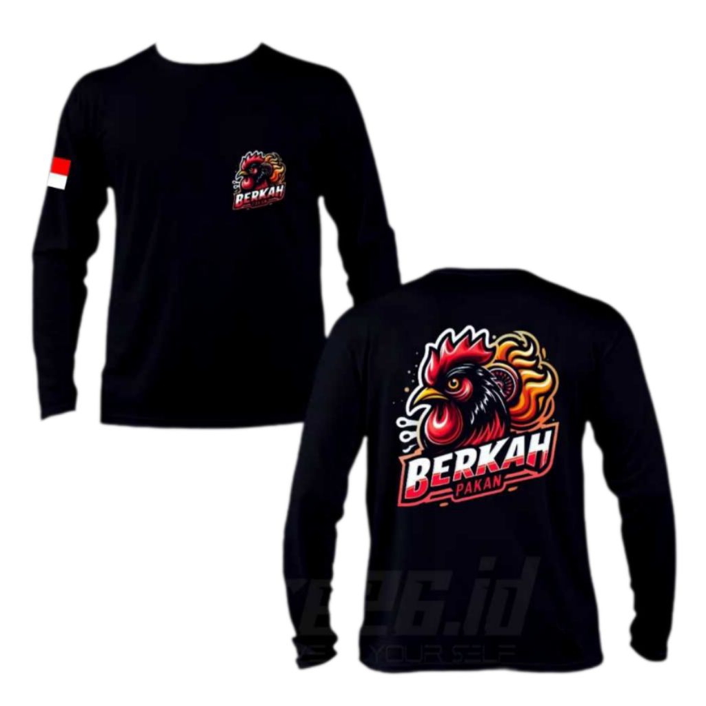 KAOS LENGAN PANJANG BERKAH PAKAN//KAOS AYAM JAGO