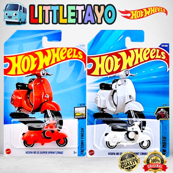 Hot Wheels Vespa 90 SS Super Sprint 1966 Putih Merah Biru - Diecast Motor Vespa Classic