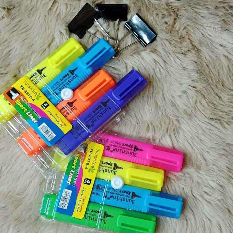 

ONE SET HIGHLIGHTING MARKER PEN SPORT LINER 3UNSHINE YB-8378-4 ISI 4PCS [2001850]