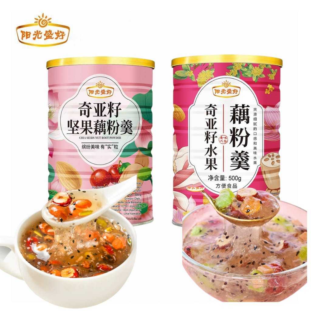 

[HALAL]YANG GUANG SHENG HAO Bundling 2 Rasa 500gram Oufen Lotus Root Powder Bubuk Akar Teratai Original BPOM RI-Lotus Almond dan Lotus Buah 500gram