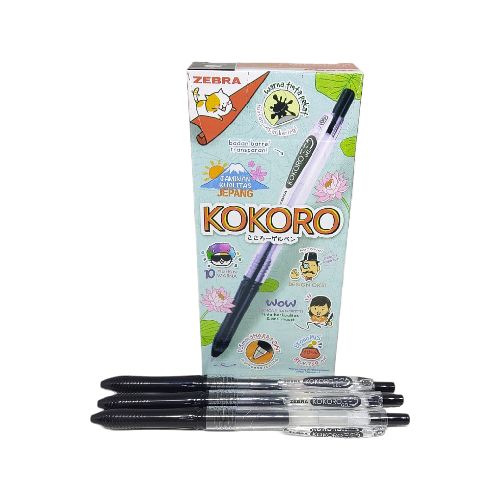 

(1 PCS) Bolpoin Zebra Kokoro Black 0.5 mm Tinta Warna Hitam