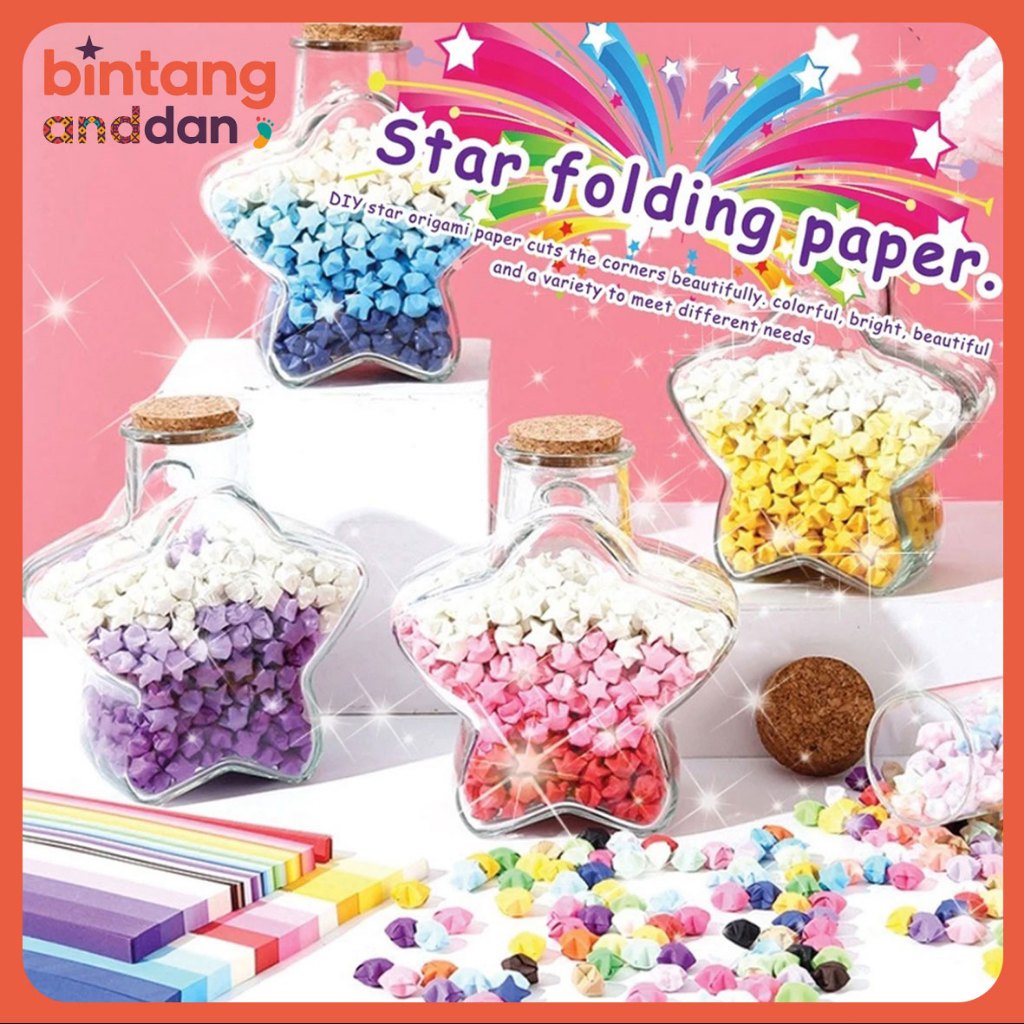 

DIY 540pcs Lucky Star Kertas Quilling Paper Gradient Color Origami Kertas Bintang Craft Crafting Stuff Kertas Strip