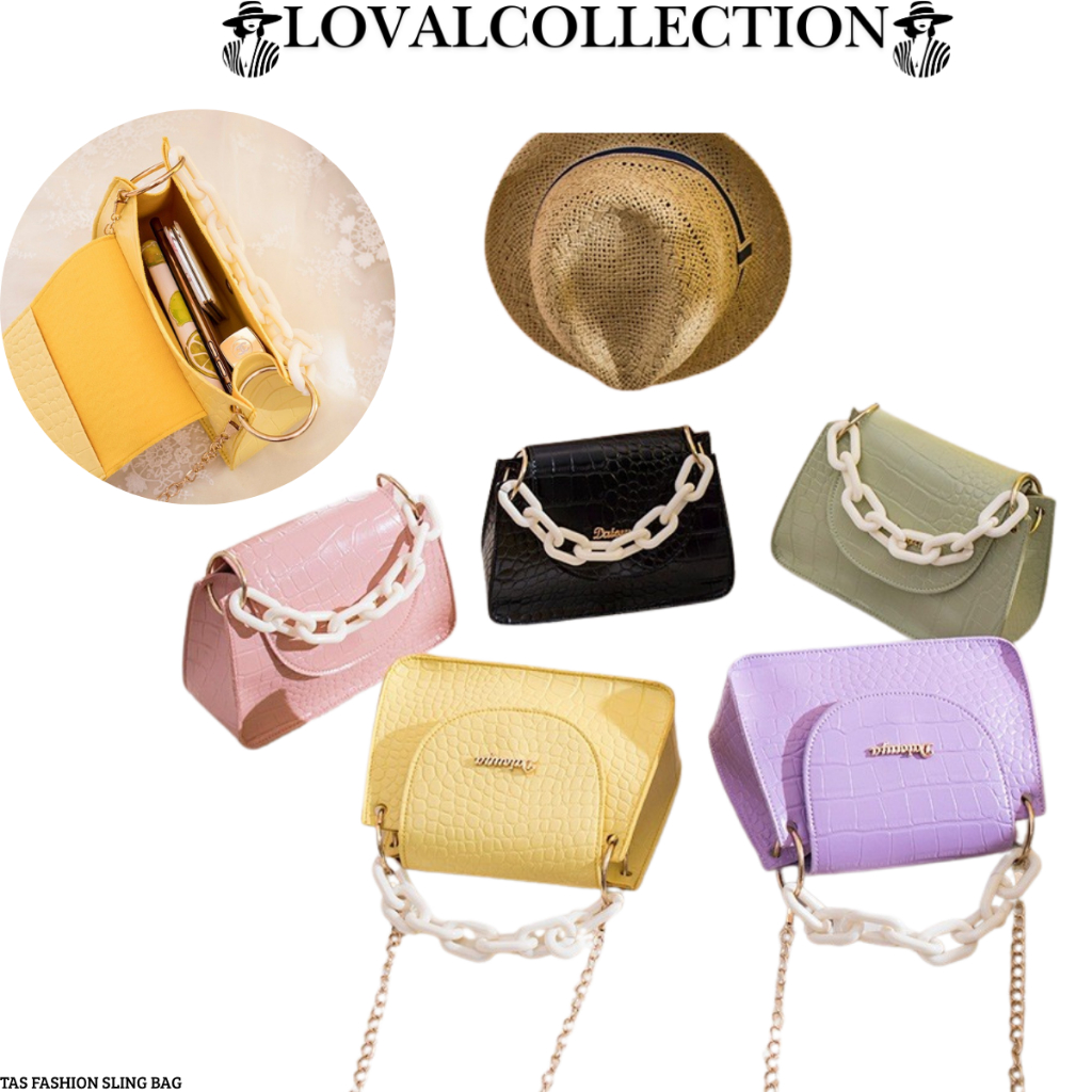 LC TAS FASHION SLING BAG T103 SELEMPANG BAHAN CROCO IMPORT ALA KOREA REAL PICT