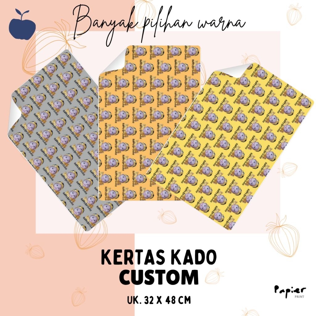 

[GRATIS DESAIN] PAPIER - Kertas Kado Custom Muka Lucu | Bungkus Kado Muka | HVS 100gsm | Art Paper 120gsm