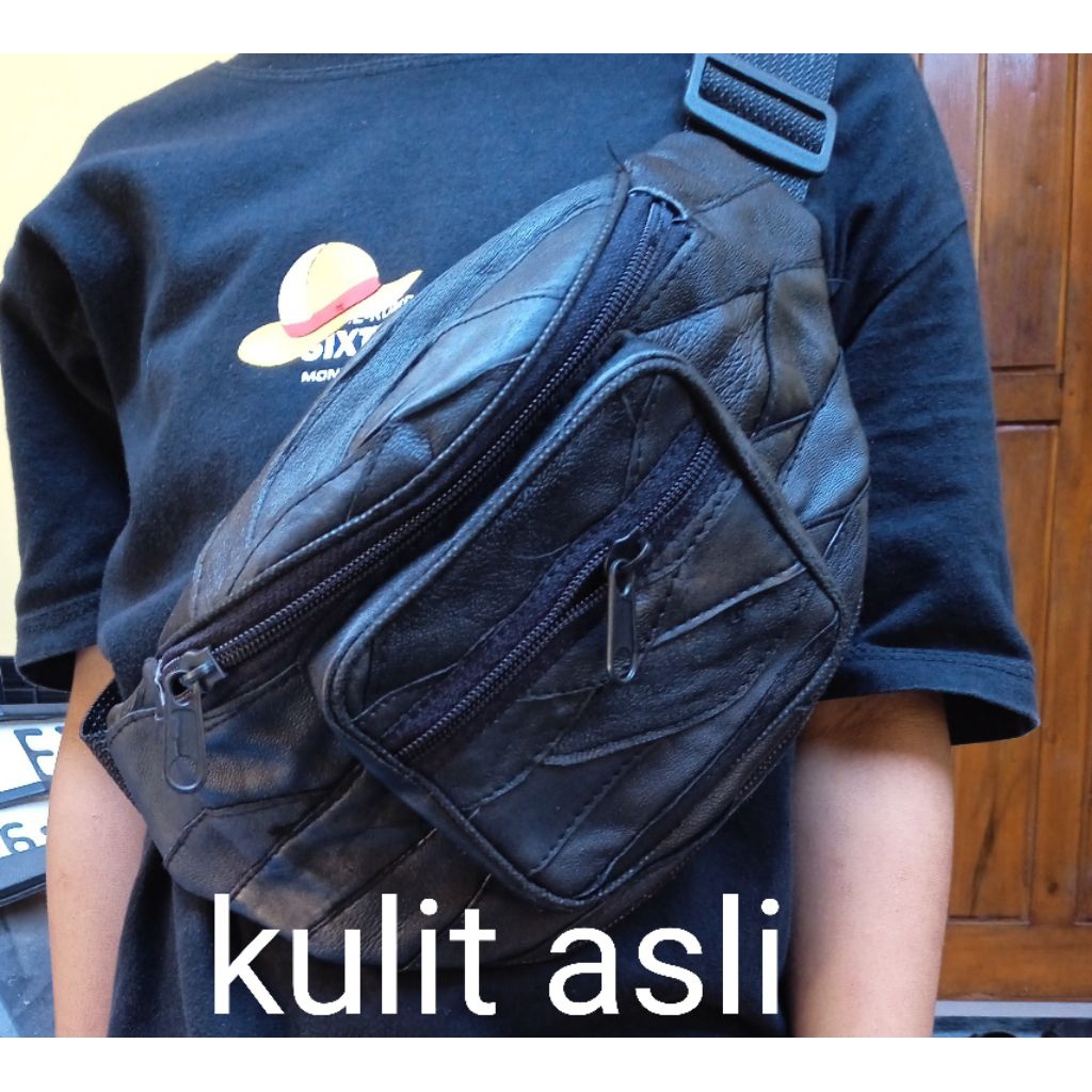 waistbag kulit asli pria wanita -tas selempang pria kulit asli -waistbag kulit