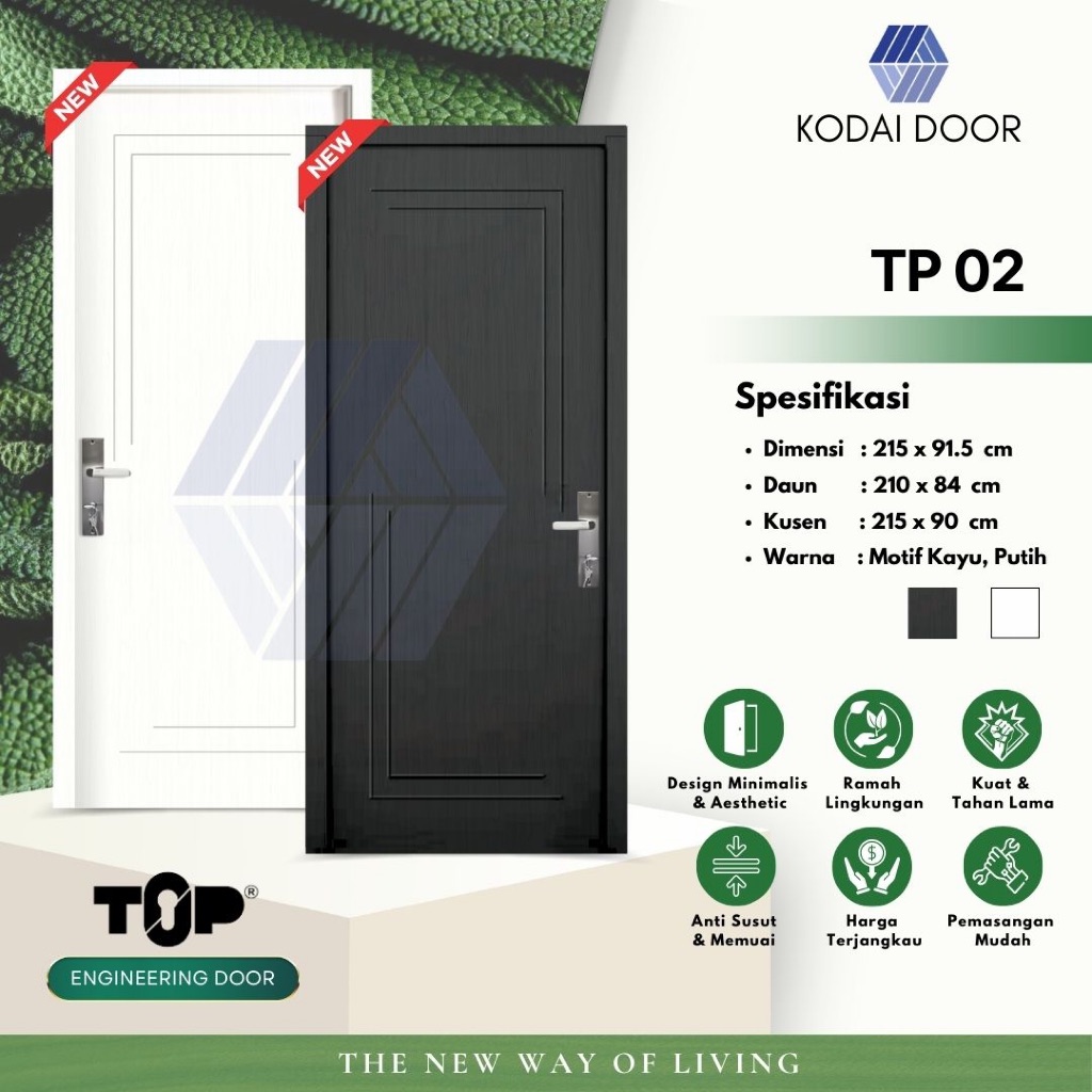 PINTU WOOD ENGINEERING DOOR KODAI TP 02 - COKLAT / PUTIH