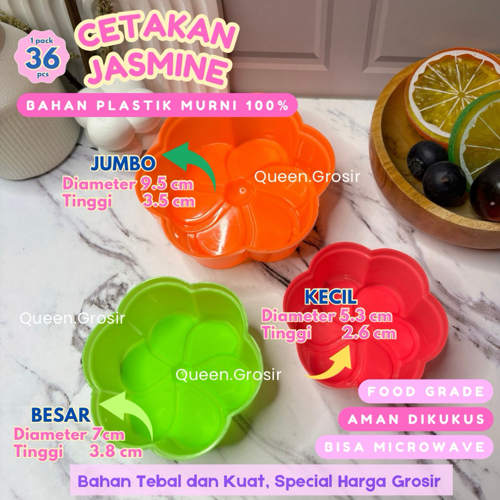 [36 PCS] CETAKAN KUE JASMINE KECIL BESAR JUMBO | CETAKAN KUE | CETAKAN AGAR | CETAKAN PUDING | CETAK