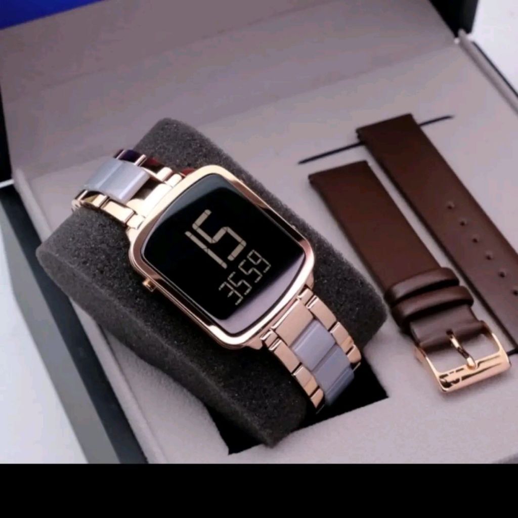 [dunia arloji pontianak] ac 9381 jam tangan cewek digital mewah free tali kulit alexandre christie K