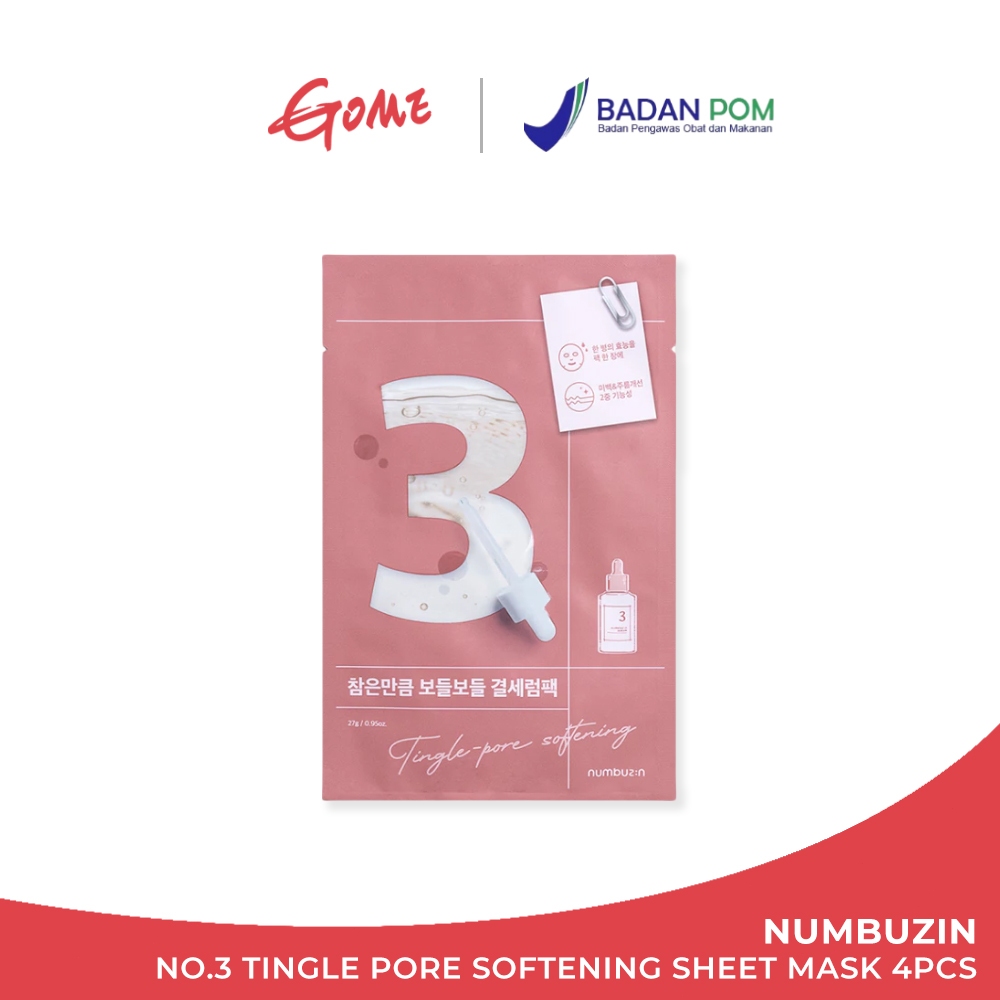 Numbuzin No.3 Tingle Pore Softening Sheet Mask 4pcs, Numbuzin Official Store, Numbuzin No 3, Numbuzi