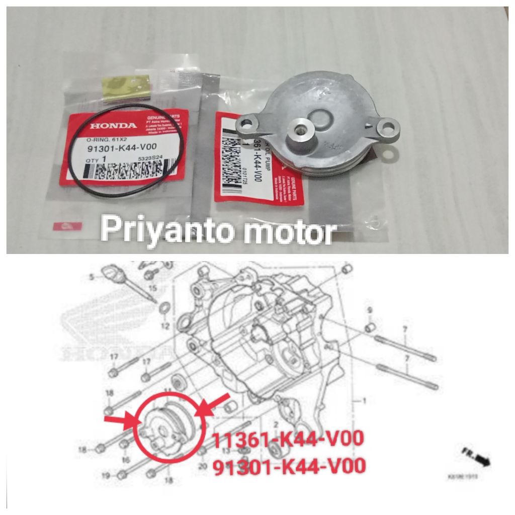 11361-K44-V00 91301-K44-V00 oring tutup cover pompa oli beat esp beat pop Scoopy fi esp Vario 110 es