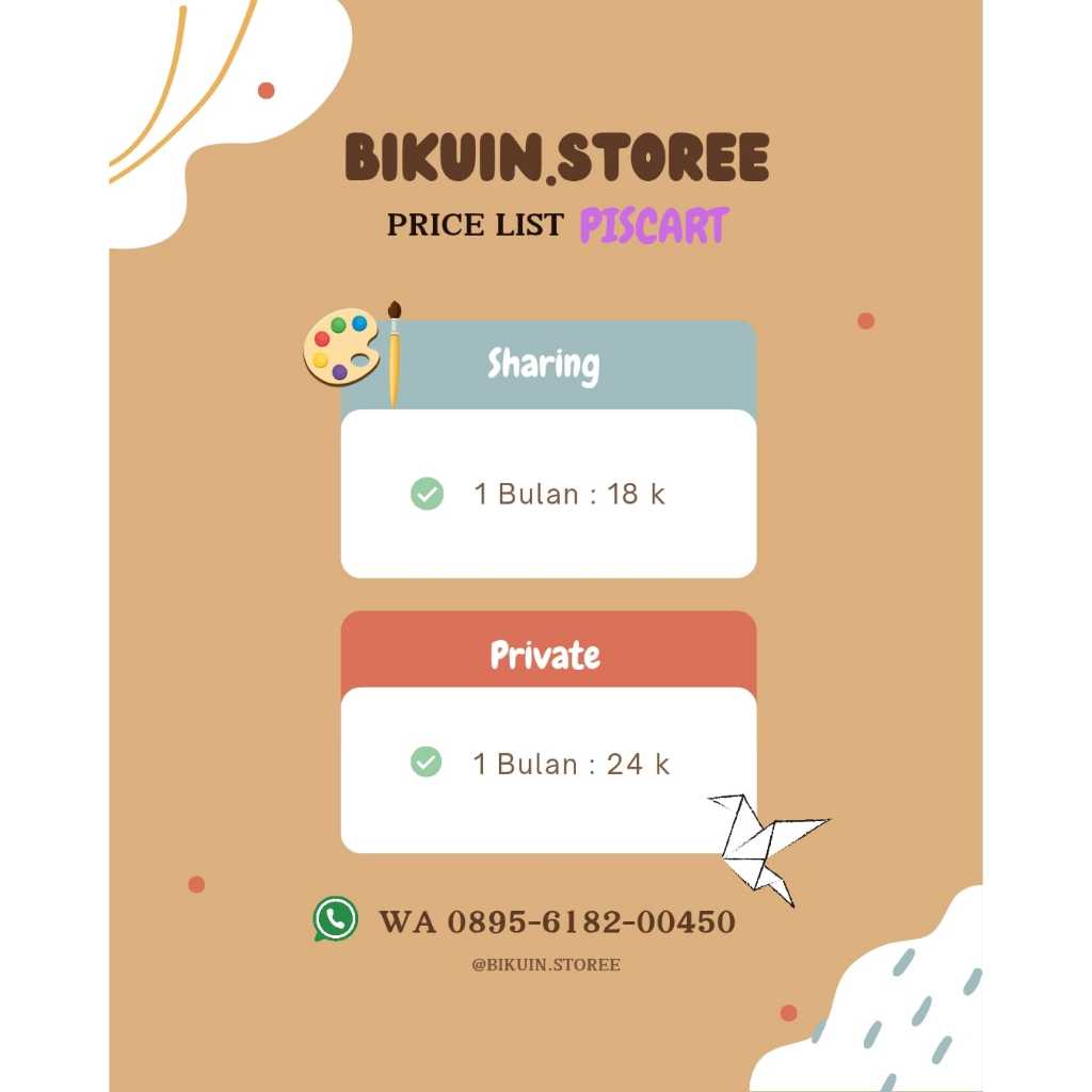 APLIKASI PREMIUM PISCARTT SHARING & PRIVATE