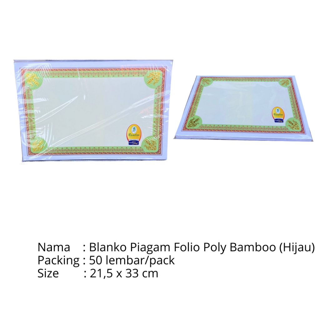 

Blanko Piagam/Sertifikat Folio Poly Bamboo (Hijau)
