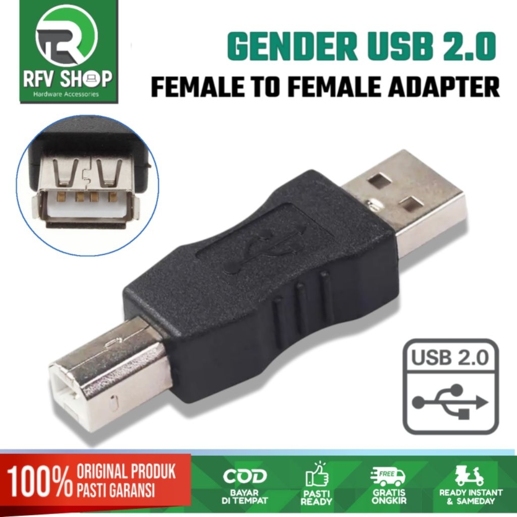 Konektor Gender sambungan USB A 2.0 male to USB B male adapter / konektor USB Printer
