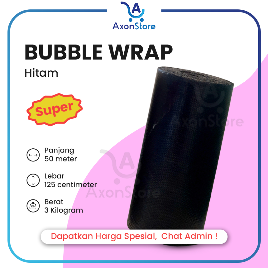 

Bubble Wrap 125cm x 50m 3kg Super Tebal Babel Wrapping Pack Eceran Murah Black Grosir
