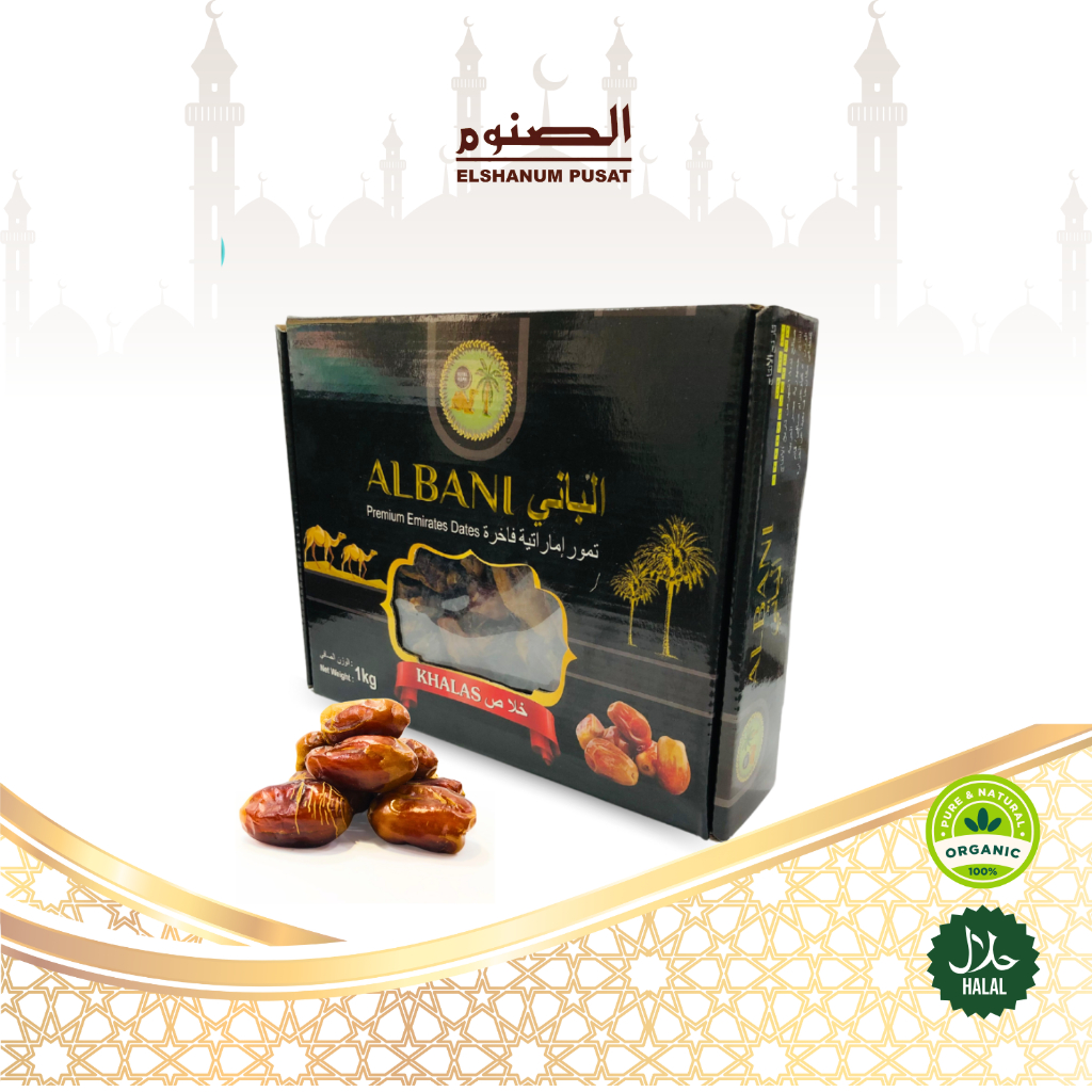 

Kurma 1kg Khalas Albani / Kurma Premium Khalas Madinah / Kurma Kholas Premium / Elshanum