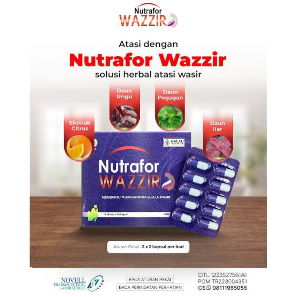 Nutrafor Wazzir Isi 10 Kapsul - Solusi Herbal Untuk Atasi Wasir