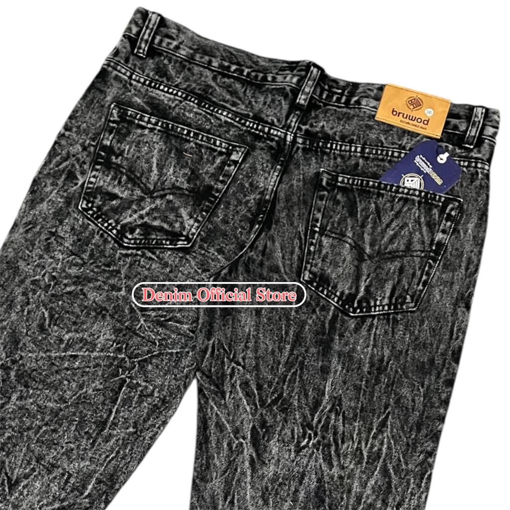 CELANA JEANS COWOK PRIA SNOW BLACK SANDWASH  MODEL STANDAR REGULAR UKURAN 28 SAMPAI 38