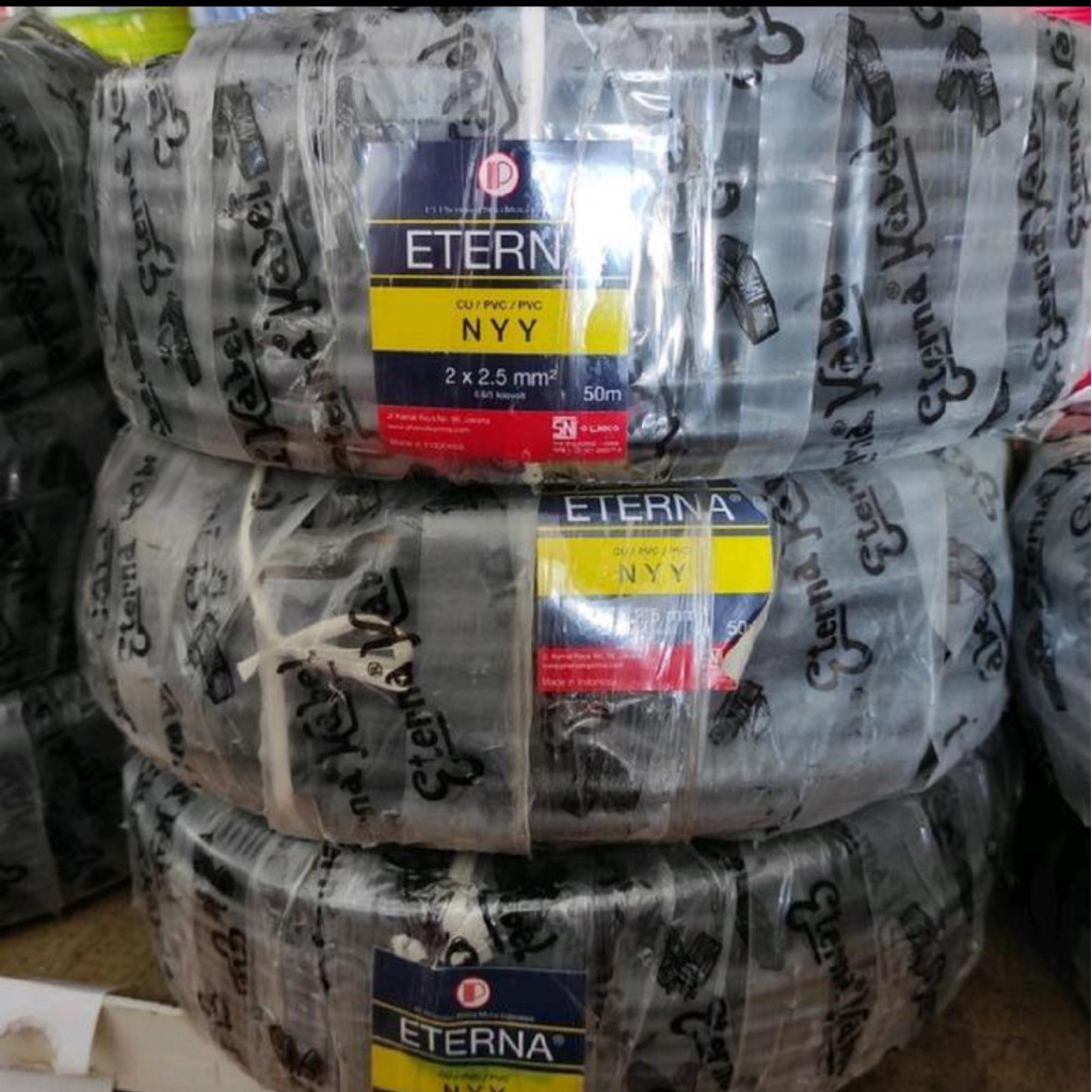 kabel listrik eterna Hitam nyy 2x1,5 kabel kawat tembaga isi 2 Harga Per Meter