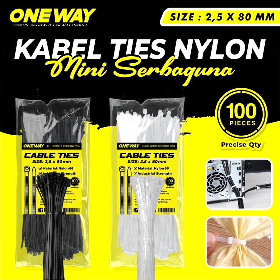 

Kabel Tis 2.5x80mm Cable Ties Tie Nilon Kabel Ties Putih Hitam 2,5 x 80 mm Serbaguna isi 100pcs