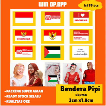 

Stiker Pipi Merah Putih 70 Pcs / Sticker Bendera Pipi / Stiker Tempel Pipi / Ukuran 4x2 cm