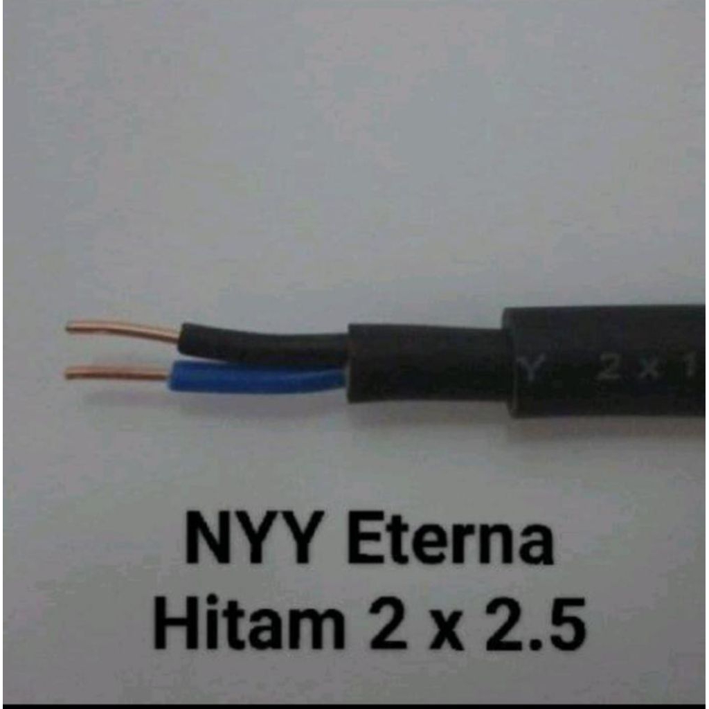 Kabel Listrik ETERNA NYY 2X2,5 Kabel Kawat Tembaga Isi 2 Kabel Hitam Outdoor Harga 1 Meter Per Meter