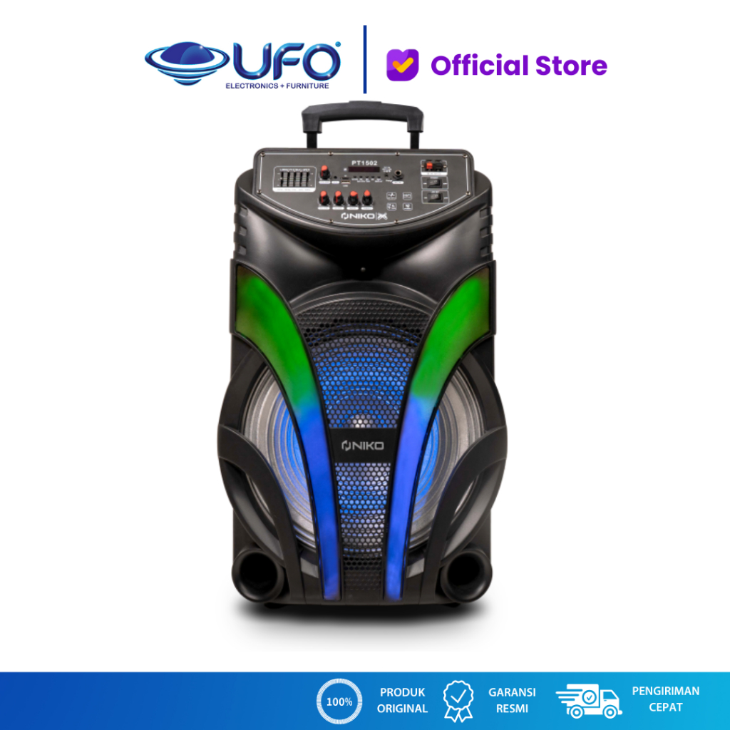 NIKO Trolley Speaker PT1502 15 Inch Produk Original dengan Pengiriman Cepat dari UFO Official Store