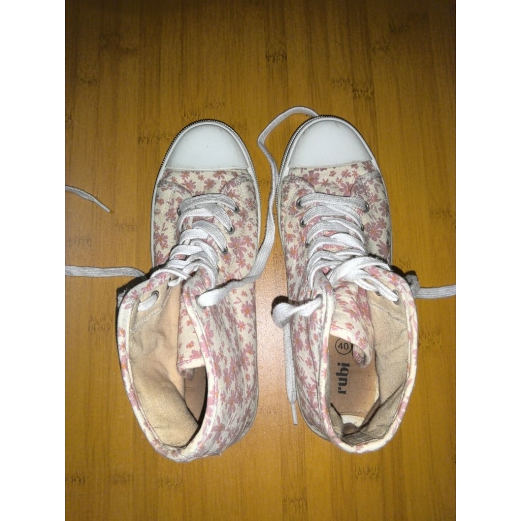 RUBI HARLOW HIGH TOP SNEAKERS PRELOVED RUBI SHOES ORIGINAL MOTIF FLORAL UKURAN 40