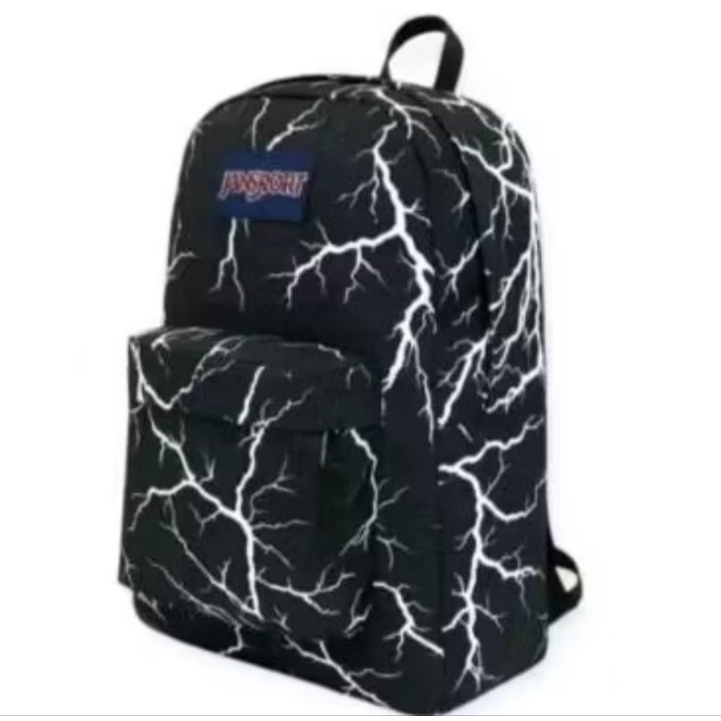 Tas Ransel JS motif petir hitam ful tag