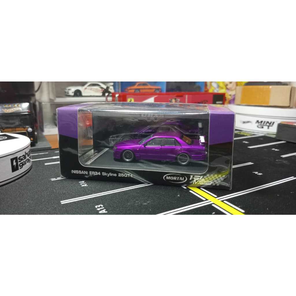 Diecast Mortal 1;64 Nissan ER34 Skyline 25Gt-t Ungu Unsealed