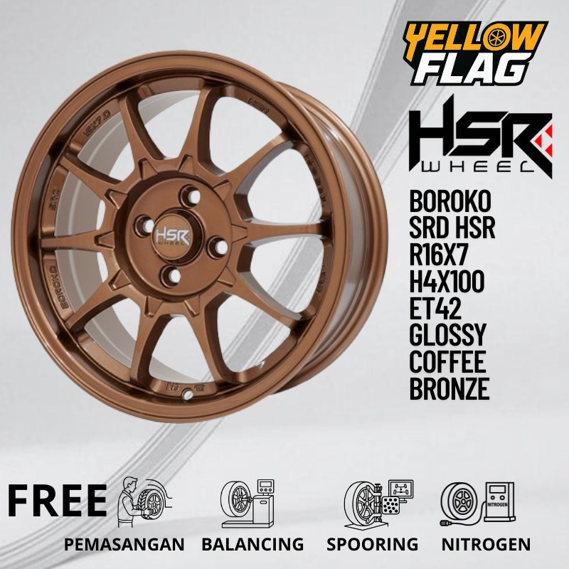 VELG MOBIL RING 16 LUBANG 4 TYPE HSR BOROKO SRD R16 PCD 4X100 OFFSET 42 VINFAST MAZDA2 IGNIS COROLLA