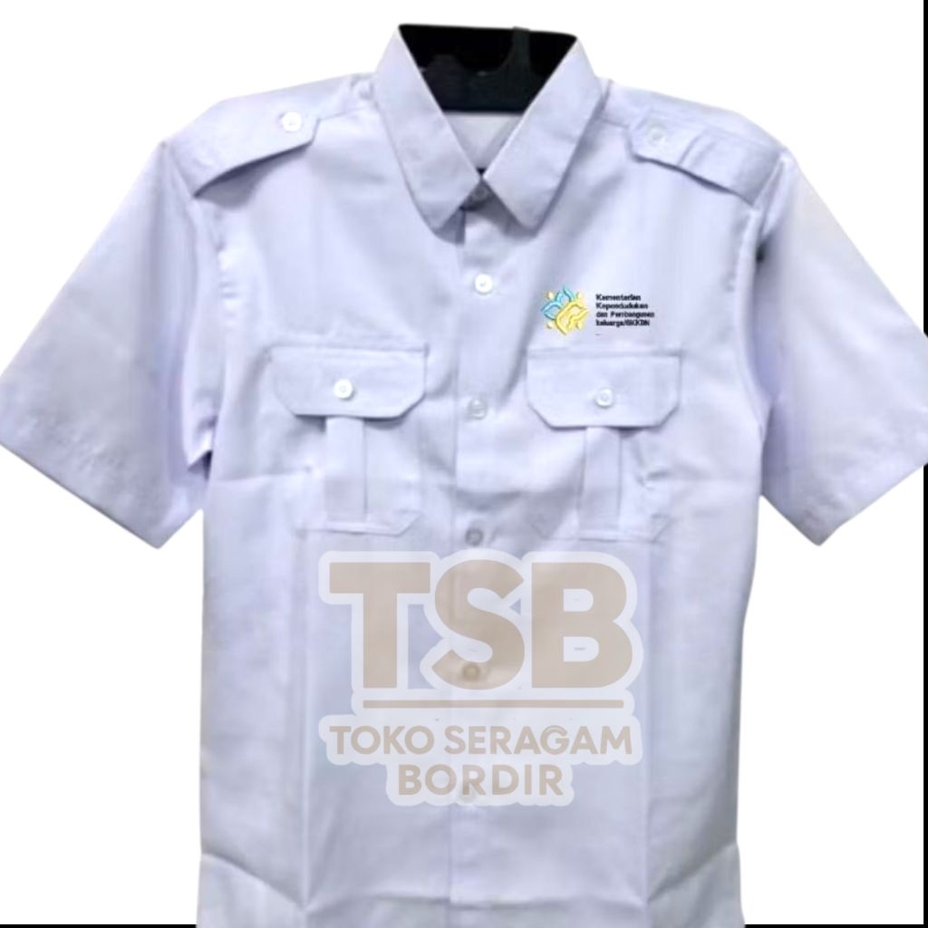 Kemeja Putih Kemendukbangga Bkkbn Seragam Kemendukbangga Bkkbn Warna Putih Bordir Komputer