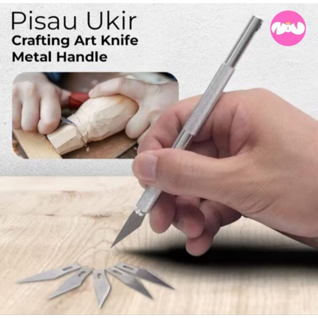 

Pisau Ukir Seni Pisau Bonsai Sayat Cutter Hobby Crafting Art Knife Metal Handle Blade Pen Cutter ❤️