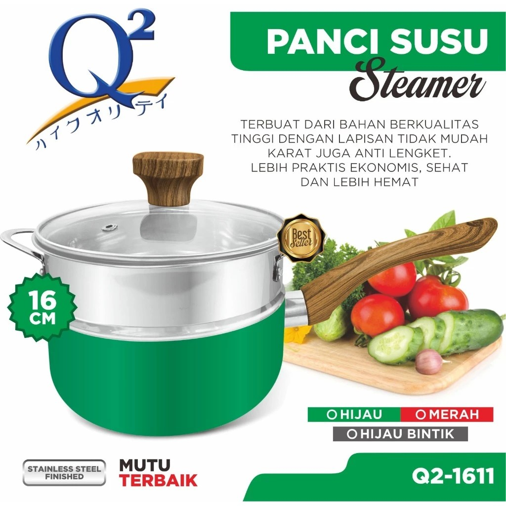 PANCI SUSU STEAMER 16CM Q2-1611 / panci teflon q2 / panci rebus q2 / panci kukusan q2 / panci q2