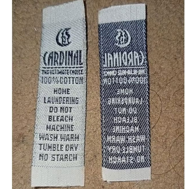 

label merek brand label (main wash misc) tag cardinal