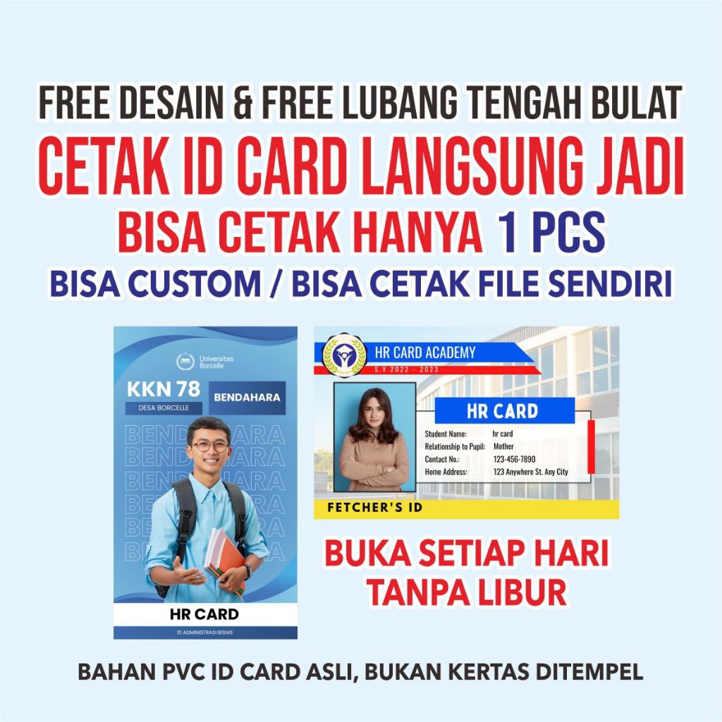 

ID Card Cetak Satuan (Bisa Cetak 1 Biji)
