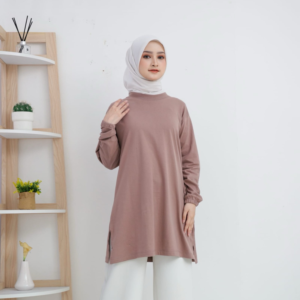 Atasan Tunik Wanita, Tunik Lengan Panjang, Tunik Polos, Tunik Kekinian, Kaos Tunik Polos, Kaos Tunik