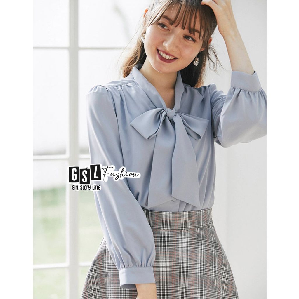 Blouse Korea Wanita Oversize M L XL XXL XXXL Baju Kemeja Cewek Satin Silk Premium Ukuran Besar Jumbo