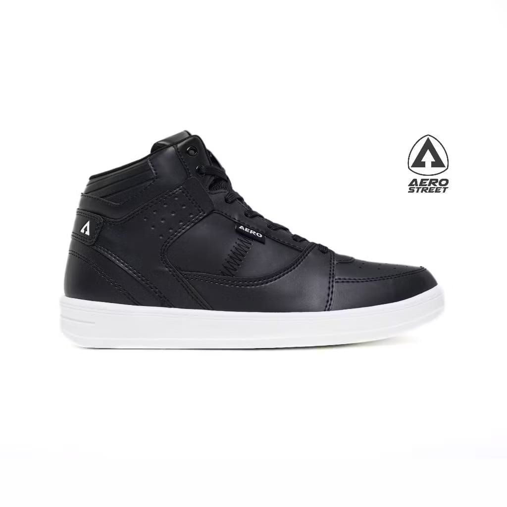 Aerostreet 37-44 Hoops High Putih Hitam Hitam - Sepatu Sneaker Casual