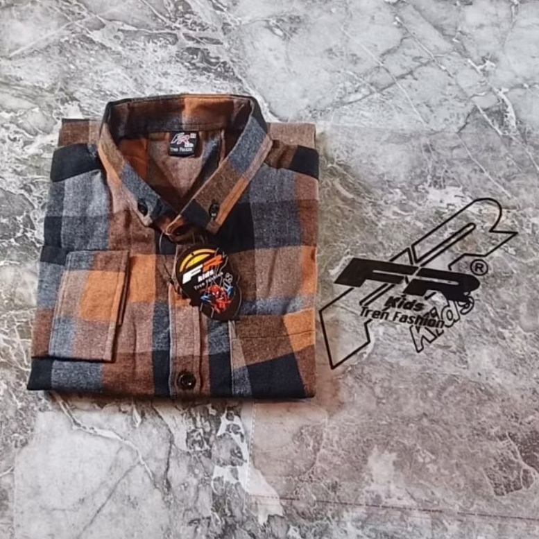 Kemeja Flanel Anak Laki Laki Usia  10-13 Tahun ORI Lengan Panjang Kotak Kotak FLANEL Original