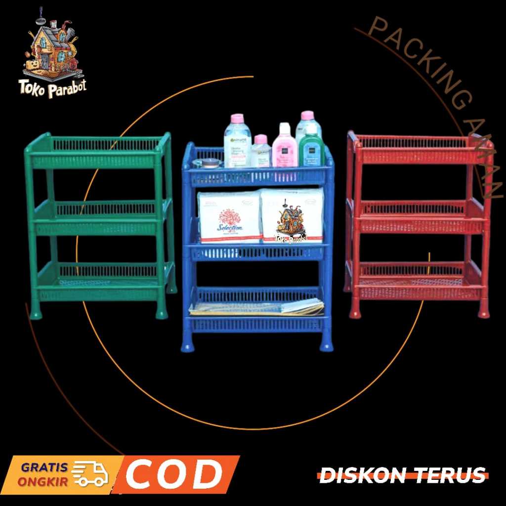 RAK BUMBU DAPUR PLASTIK SUSUN 3 BESAR