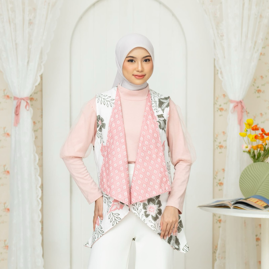 Outer Diandra - Atasan Batik Rompi Wanita Kerja Baju Batik Seragam Kantor