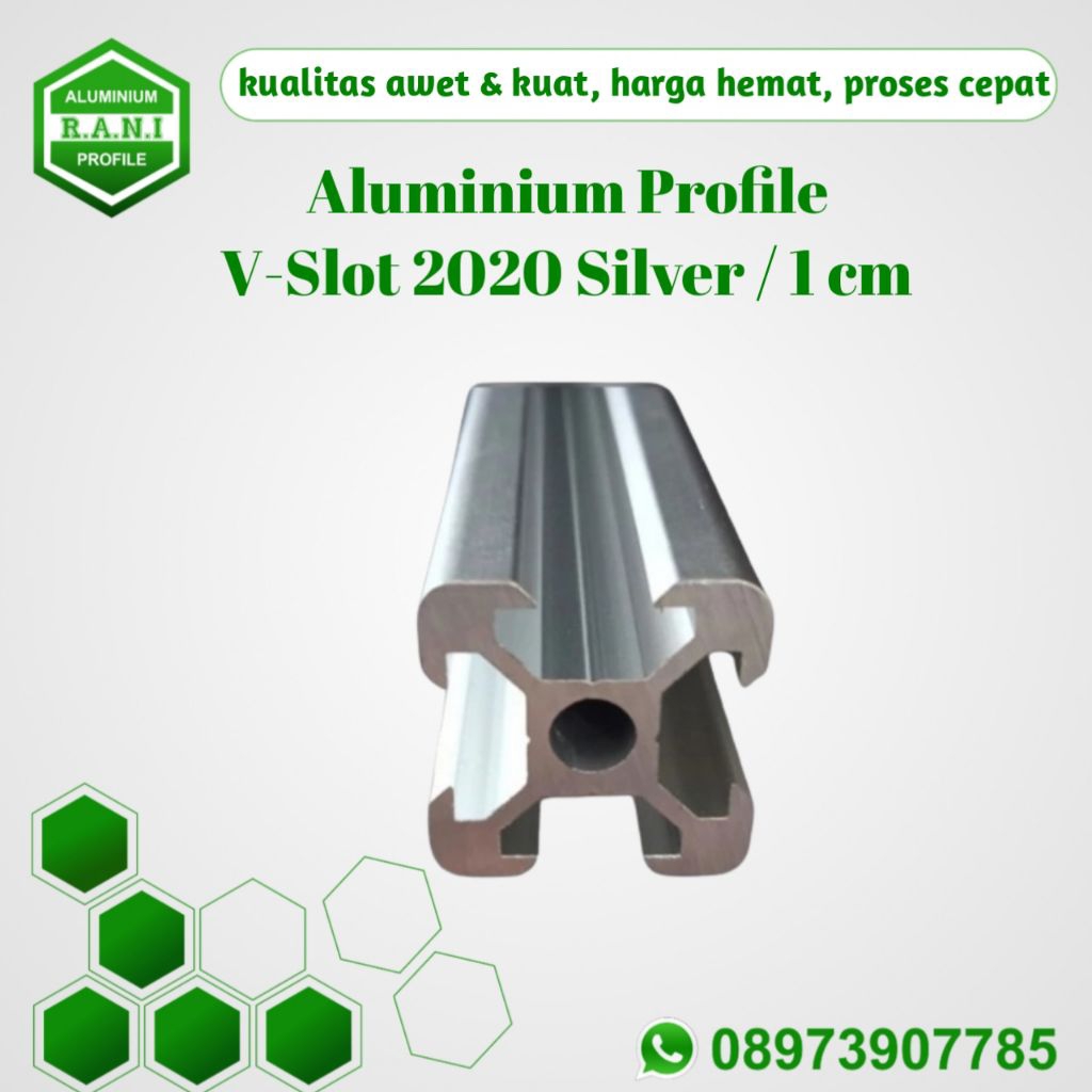 Aluminium profile V-Slot 2020 silver Panjang 1 cm
